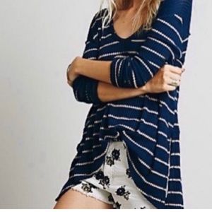 Free People Sunset Park striped waffle knit thermal top